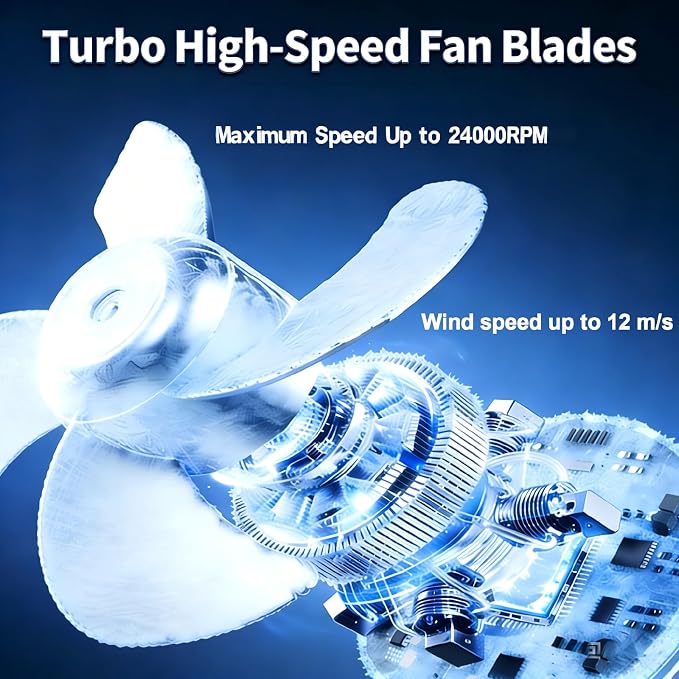 Portable Fan For Travel,Handheld Mini Fan 6 hours battery life with LED Display,6-Speed Mini Rechargeable Fan for Outdoor & Office & Indoor - Image 6