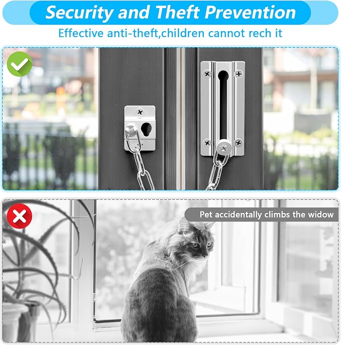 2 Pack Door Chain Lock Stainless Steel, Security Door Chain for Inside Door, Premium Thickened Chain Door Lock with 12 Screws - Image 5