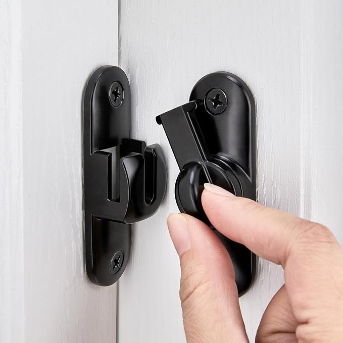 Black 90/180 Degree Barn Door Latches,Flip Gate Lock | Zinc Alloy Flip Gate Latches,Right Angle Door Lock,for bedroom,garage,sliding door,window,cabinet,drawer,pet enclosures by INIRET