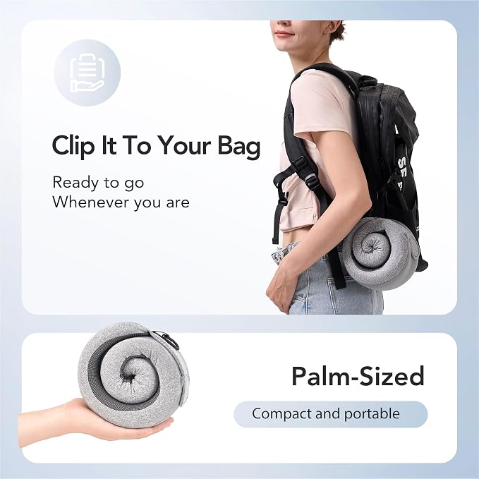 Travel Neck Pillow Airplane Neck Support Ergonomic Design for Traveling | 100% Pure Memory Foam Suitable for Airplanes,Offices and Cars, Grey, Standard, C-Shape - Image 5