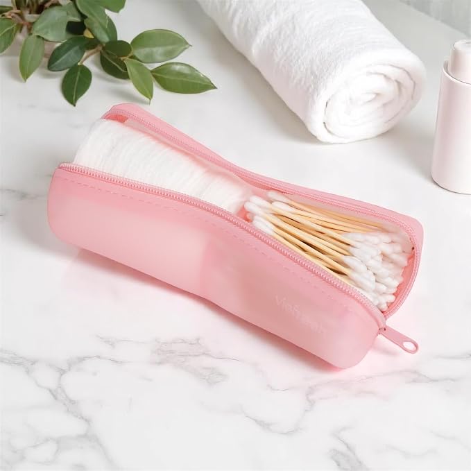 Cotton Round Swab Travel Case, 2-in-1 Beauty Organizer, (Pink) - Image 3
