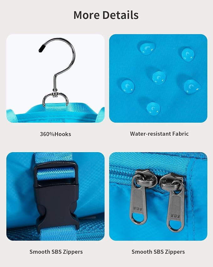 ECOHUB Hanging Travel Closet Portable Luggage Organizer Packing Bag,Teal - Image 5