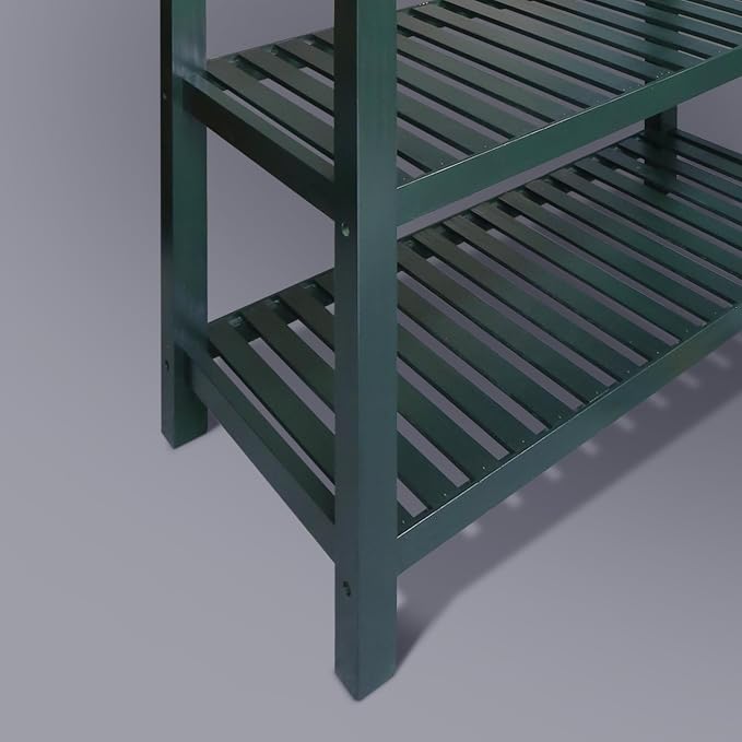 Kitchen Island with Solid Wood Top, Natural/Hunter Green - Image 10