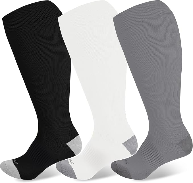 LEVSOX Plus Size Compression Socks Wide Calf Men&Women 20-30 mmhg Knee High Support Socks for Medical, Nurse, Diabetic by Levsox