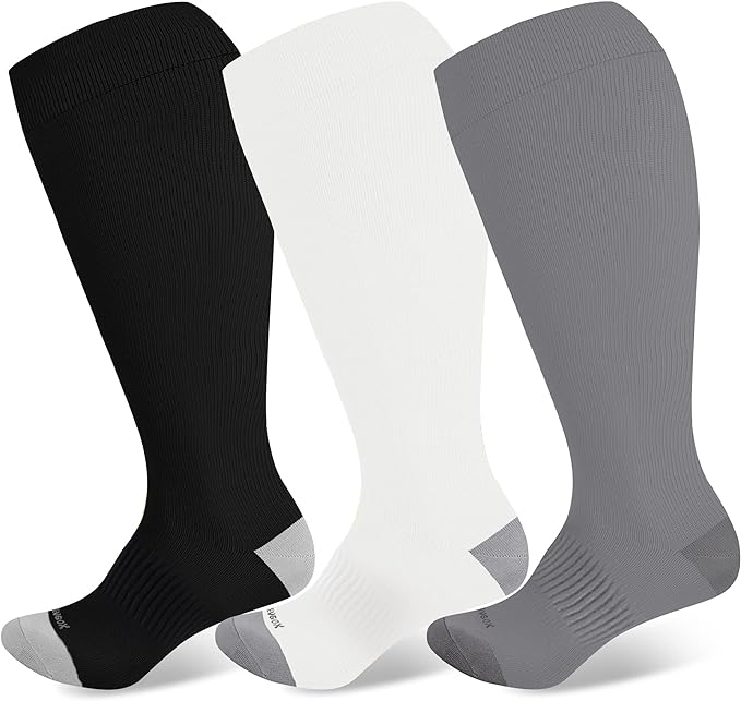 LEVSOX Plus Size Compression Socks Wide Calf Men&Women 20-30 mmhg Knee High Support Socks for Medical, Nurse, Diabetic by Levsox