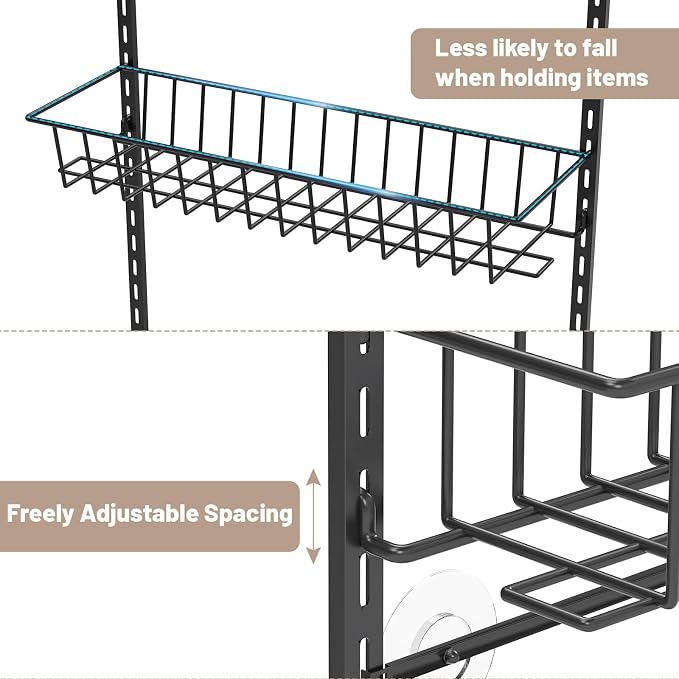 ElegantArray 8-Tier Pantry Door Organizer, Black | Over The Door, Hanging Spice Rack Shelves, Home Office Laundry Room Bathroom & Kitchen, Storage Rack - Image 6