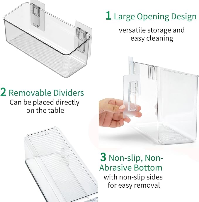 Plastic Over Cabinet Door Organizer, Adhesive Mount Storage Organizer Container Makeup Organizer Hanging Basket Bins For Craft Room, Pantry, Office, Space Saving Holder for Kitchen Bags-XL - Image 4