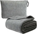 Travel Blanket Pillow, Soft Airplane Blanket 2-in-1, Travel Blanket Airplane Compact with Bag, Travel Essentials Accessories for Plane and Car,60x40 Grey by Seabeauty