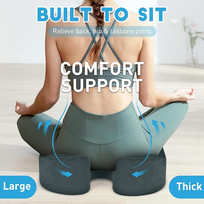 BlissTrends Extra Thick Seat Cushion for Office Chair & Car Seat, DarkGreen | Tailbone & Sciatica Relief, Ergonomic Support, High-Density Memory Foam, Comfort for Extended Sitting - Image 6
