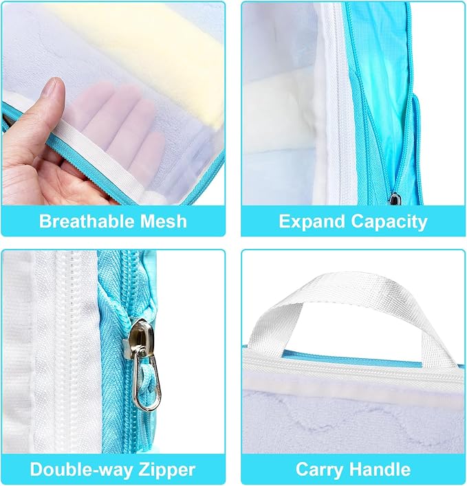 PFEYRPK Lightweight Compression Packing Cubes for Suitcases, Compressible Expandable Travel Packing Organizer with Clear Toiletries and Backpack Bag, Travel Essentials for Carry on Luggage 7 Set - Image 8