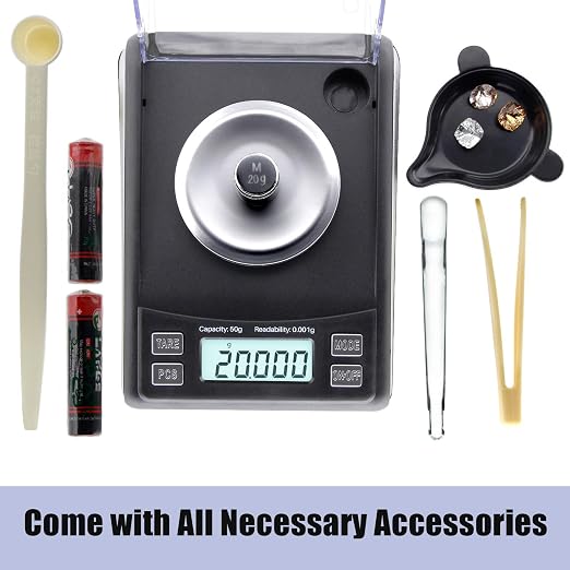 Fuzion Milligram Scale 50g/0.001g, Powder Scale with 6 Accessories | Includes Calibration Weights, Mg Scale for Powder, Supplement, Jewelry, Capsule Filling, Reloading - Image 5