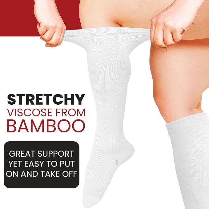 BAMS Plus Size Compression Socks Wide Calf XL XXL XXXL – Graduated Knee-High Support, Viscose from Bamboo Easy-On/Easy-Off - Image 3
