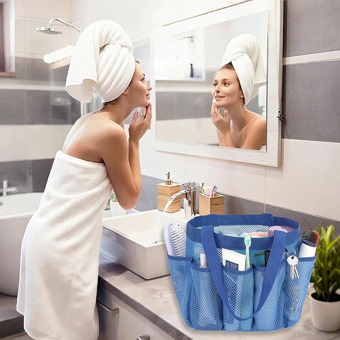 Fammart Mesh Shower Caddy Portable for College Dorm Room Essentials, Odorless Polyester Large Shower Tote Bag with Dual Handles, 8-Pocket Quick-Dry Toiletry Organizer for Travel, Beach, Camping, Gym - Image 8