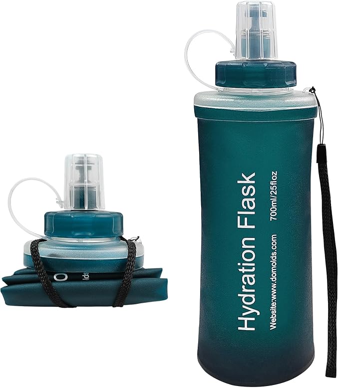 FR Collapsible Soft Hydration Flask 700ml TPU Portable Sports Water Bottle, Outdoor Running Cycling Fitness Hydration Bag with Leak-Proof Bite Valve and Lanyard(Slate Blue) by FR