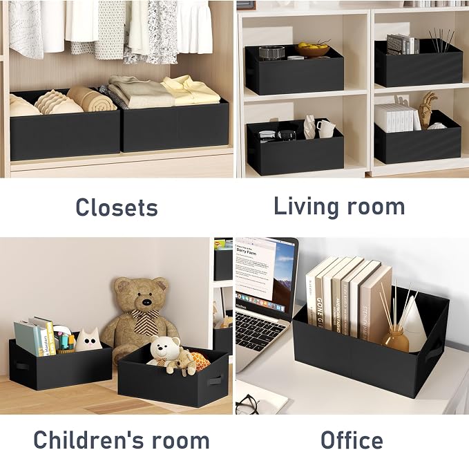 DIMJ Closet Storage Bins 8 Pack - Fabric Storage Baskets for Shelves, Large Clothes Organizers with Handles, Trapezoid Shelf Organization Storage Cubes for Purse, Toys, Books, Towel, Clothes - Image 8