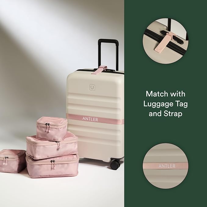 ANTLER - Compression Packing Cubes for Travel, Luggage Organiser for Suitcases or Bags, Travel Accessories, Set of 4, Moorland Pink - Image 6
