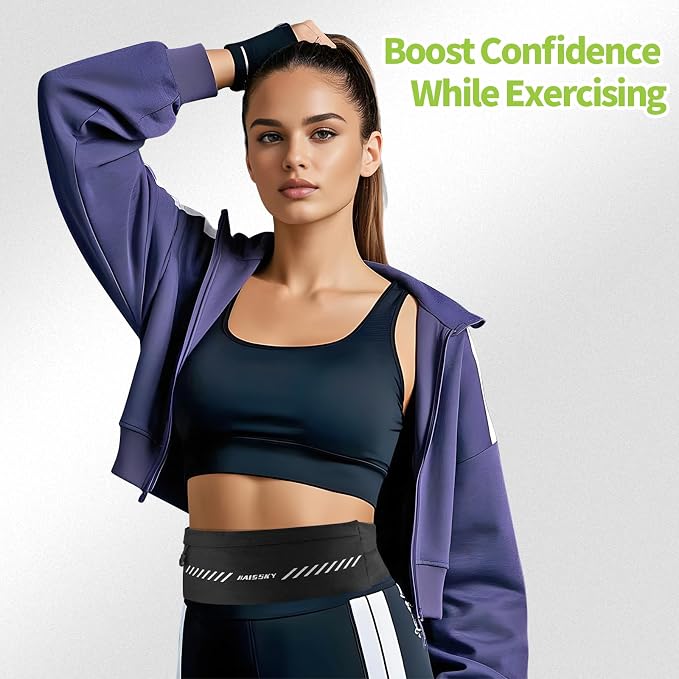 Slim Running Belt Fanny Pack for Men Women, Running Phone Holder, Waist Pack Runners Bag Money Belt with 3 Separate Pouch to Store Your Phone Key Money Safe, Waist Bag-Black - Image 9