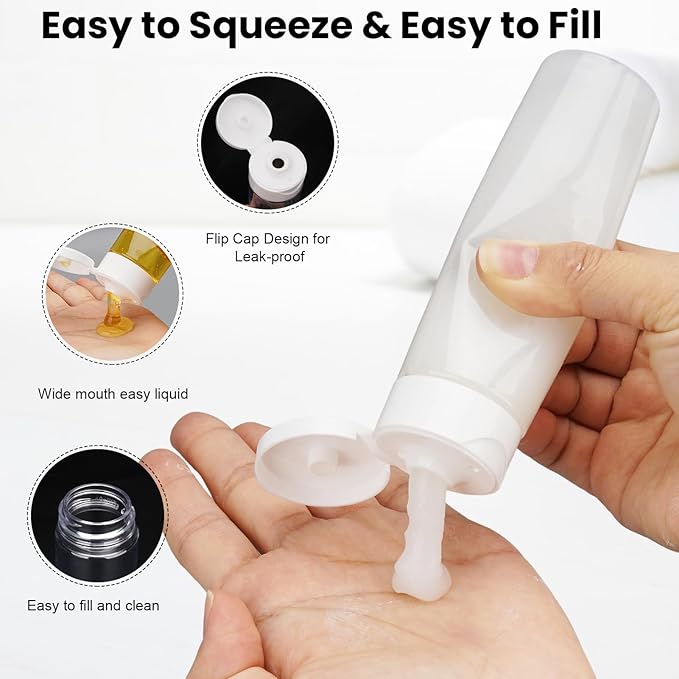 Travel Bottles for Toiletries 9 PCS 3.4oz Wide Mouth Clear Bottles | Wide Mouth, TSA Approved, Leak Proof, 0.35oz Cream Jars, 2oz Spray Bottle, for Shampoo, with lable, and a Toiletry Bag - Image 3