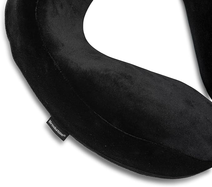 Brookstone Neck Travel Pillow Lightweight Contoured Memory Foam Support | Structured Shape Keeps Your Head Aligned While Seated, Soft Fleece Cover Feels Gentle Against Skin on Flights or Car Rides - Image 3