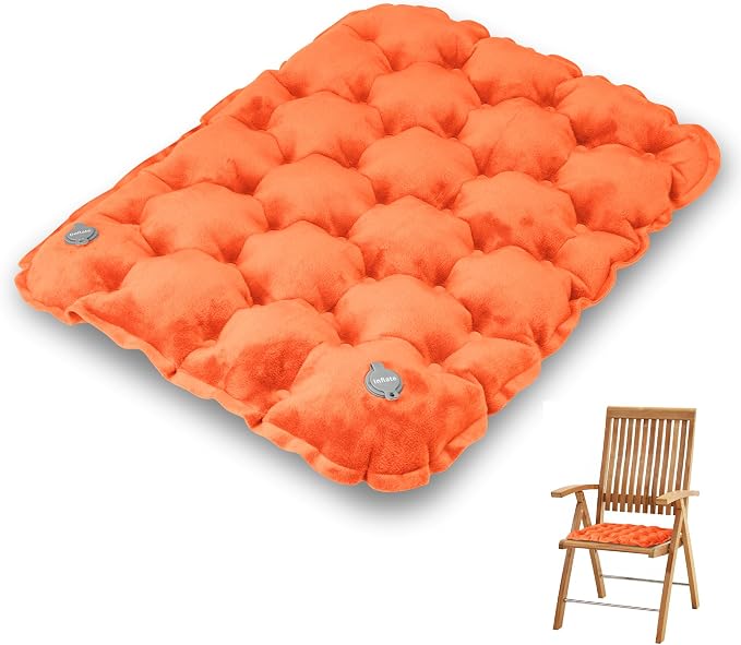 Inflatable Seat Cushion, Chair Cushions, Lightweight Air Sitting Pad, Portable Chair Pads for Indoor Dining Room Kitchen Chairs Office Airplane Car, Floor Cushion for Home(Orange) by YEEKORO