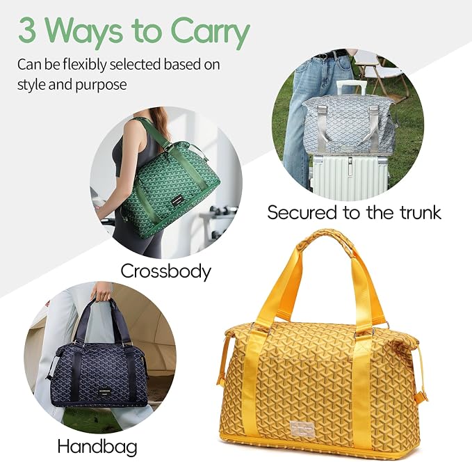 TINYAT Foldable Travel Duffle Bag Expandable Personal Item Travel Bag,32L | Expandable Gym Bag for Women Weekender Carry On Overnight Tote Large Capacity Portable Luggage Bag - Image 2