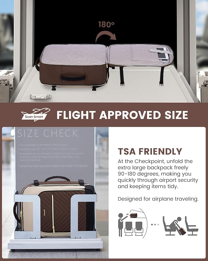 LOVEVOOK Large Travel Backpack for Women, TSA Carry on Backpack for Airplanes, 40L Personal Item Travel Bag for Women fits 17" Laptop,Waterproof Carry on Bag Airplane Approved with 3 Packing Cubes - Image 2