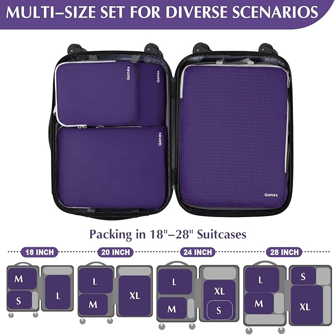 Gonex Compression Packing Cubes, 4-Piece Expandable Travel Organizers | Double-Zip Compression, Space-Saving Design, Ripstop Fabric, Carry-On & Backpack Friendly, Family & Business Travel - Image 5