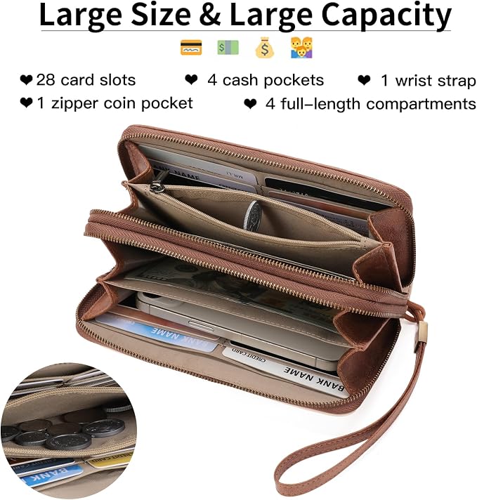 Wallets for Women Trifold Wristlet Wallets Large Capacity RFID Blocking Ladies Purse Credit Card Holder - Image 4