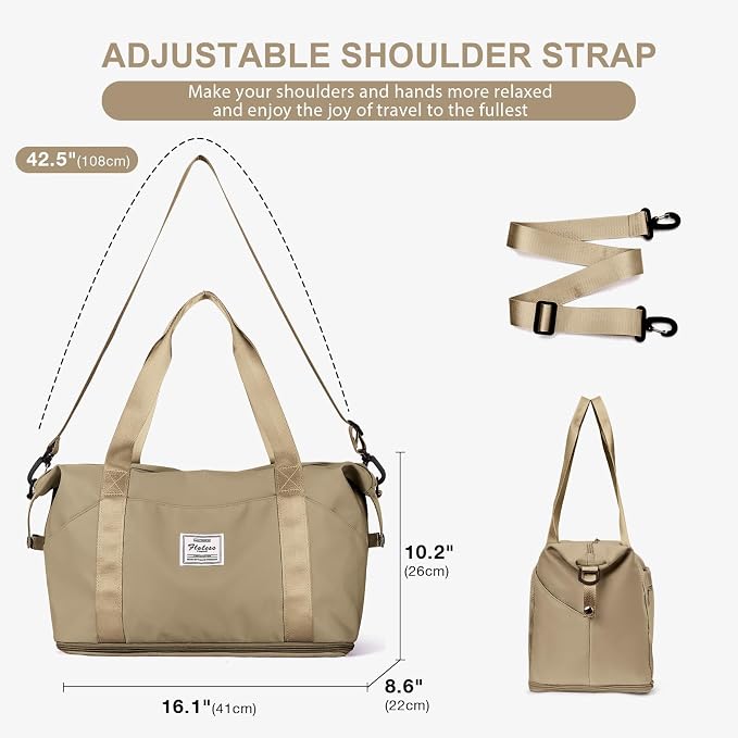 Travel Duffel Bag, Sports Tote Gym Bag, Shoulder Weekender Overnight Bag for Women - Image 3