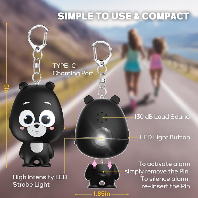 Rechargeable Personal Alarm for Women – 130dB Loud Emergency Alarm Keychain with Strobe Light, Self-Defense Safety Alarm with Low Battery Alert for Women, Kids & Seniors - Image 5