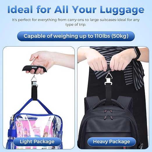Digital Luggage Scale, WGGE Travel Luggage Weight Scale, Max 110lbs/50kg Baggage Scale with Backlit LCD Display - Image 5