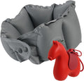 Inflatable Travel Neck Pillow Built-in Pump & Cute Storage Bag | Adjustable Cervical Support Travel Pillow For Airplane, Train, Office, And Long Trips. Hygienic Fabric (Red) by Tearom