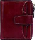 Women's RFID Blocking Leather Small Compact Bi-fold Zipper Pocket Wallet Card Case Purse with id Window by AINIMOER