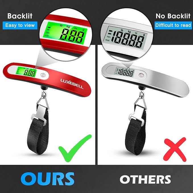 Digital Luggage Scale Vacation Travel Essentials Accessories Gifts for Traveler Portable Suitcase Handheld Weight Scale 110 lbs Hanging Baggage Travel Must Haves - Image 5