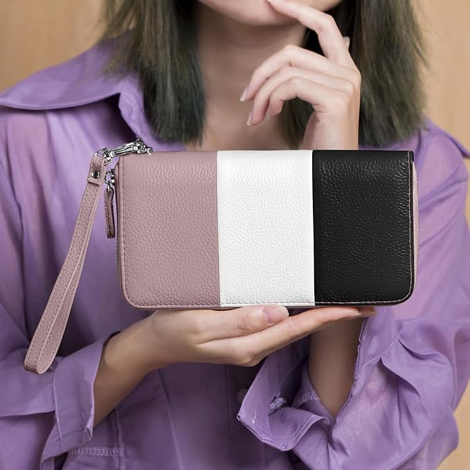 Moflycom Womens Wallet RFID Blocking Genuine Leather Multi Credit Card Large Capacity Zip Around Clutch Travel Purse Wristlet - Image 5