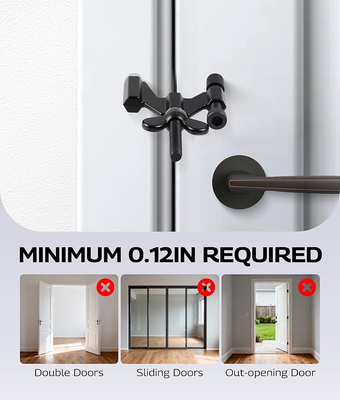 DPB 2 Pack Adjustable Portable Door Lock, Hotel door stopper-Silicone Protector Caps Included,Prevent Unauthorized Entry-Ideal for Home, Travel, College, Hotels, Apartments - Image 2