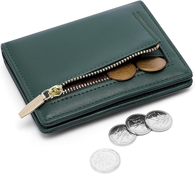 Small Women Wallet RFID Blocking Bifold Pocket Wallet Slim Compact Ladies Purse Mini Wallets For Women (Dark Green) - Image 2