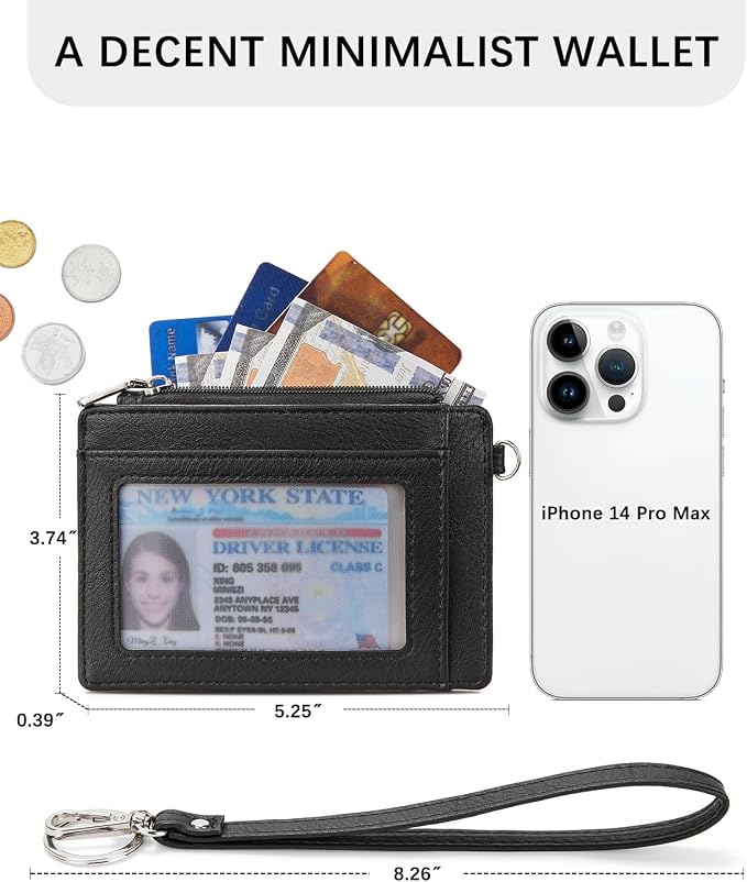 BOSTANTEN Credit Card Holder RFID Small Wallet for Women with Keychain | Slim, Wristlet, Zipper Coin Pocket, Pocket-Friendly, Vegan Leather, Minimalist, Gifts, Cow Print - Image 4