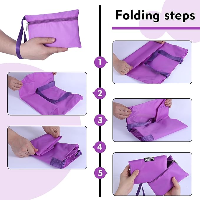 AOTIAN Reusable Grocery Bag, Foldable Shopping Tote Bag with Zipper Closure | Holds up to 50 lbs, Doubles as a phone pouch, Durable & tear-resistant. For travel, gym, beach & daily use, Machine washable - Image 4