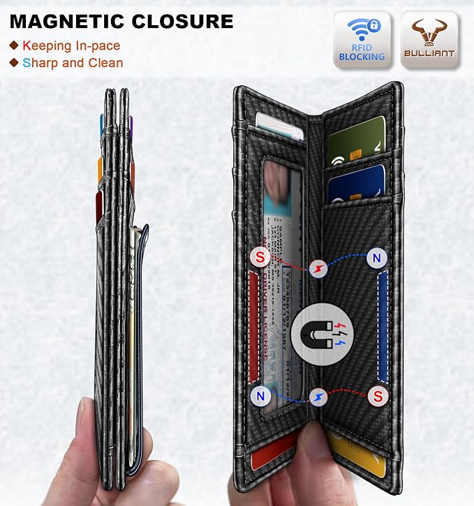 BULLIANT Magnetic Slim Leather Pocket Wallet Money Clip For Men 12Cards | RFID Blocking | Easy Access | Gift Boxed - Image 3
