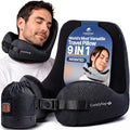 ComfyNap® Versatile Travel Neck Pillow for Airplane [Patented], 9 Positions in 3 Techniques, Plane Pillow with Pure Memory Foam, Travel Pillow with HeadRest Flight Sleep, Travel Essential - Mercury by InspiredbyDreams