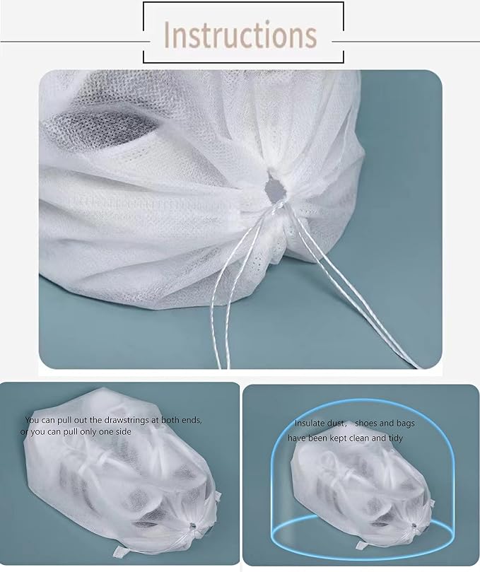 30 eco-friendly travel shoe bag storage bags, non-woven breathable dust-proof bag with rope, suitable for storing shoes and bags, isolate dust and keep shoes and bags clean and tidy. (15.7inX19.68in) - Image 3