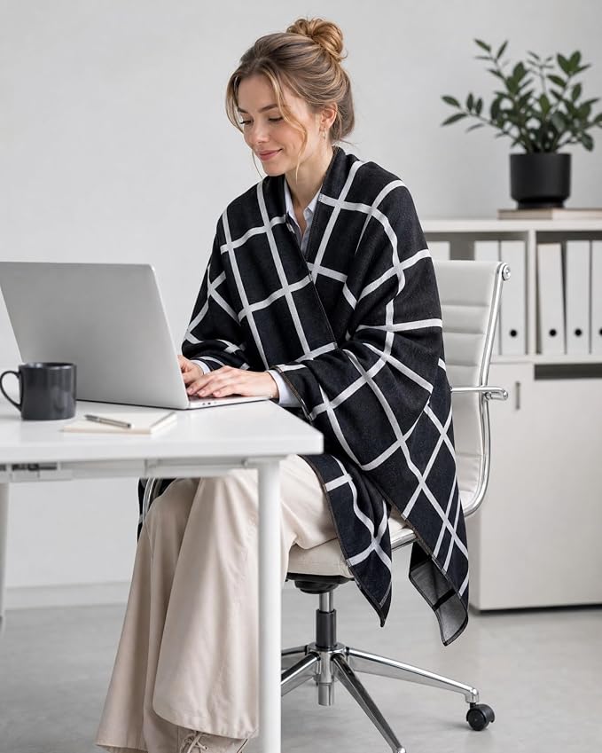 Shawl Wraps for Women Reversible Open Front Ruana Poncho Soft Cozy Cardigan for Fall and Winter - Image 8