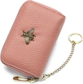 imeetu RFID Credit Card Holder, Small Card Wallet Women, Leather Card Case | Genuine Leather Women's Card & id Cases, Change Coin Purse with Zipper Keychain id Window, 20 Colors & 3 Styles, Daily, Gifts by imeetu