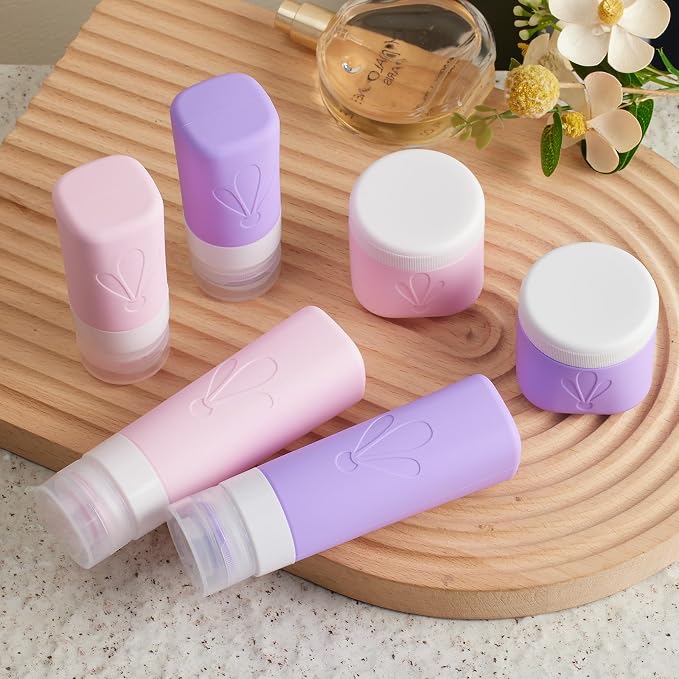 INSFIT travel bottles for toiletries 6 Pack, Leak proof Travel Size Toiletries Containers with toiletry bag, Squeezable Silicone Bottles & Cream Jars, Travel Essentials BPA-Free set for Shampoo - Image 6
