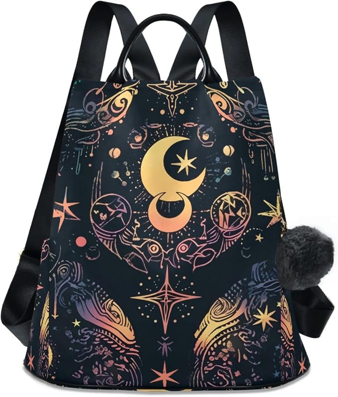ALAZA Moon Stars Alchemy Witch Backpack Purse for Women Anti Theft Fashion Back Pack Shoulder Bag by ALAZA