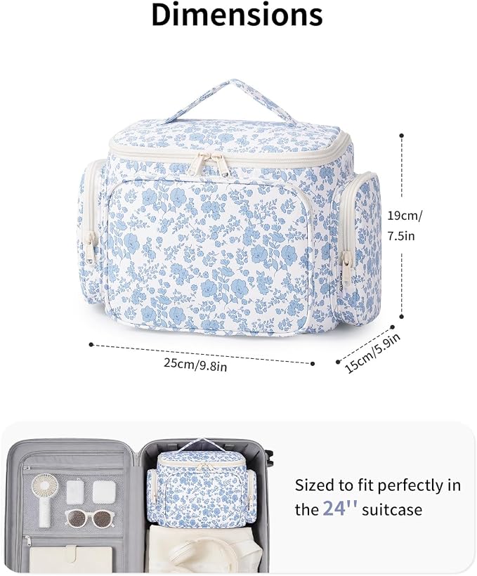 Narwey Hanging Travel Toiletry Bag for Women, Large Makeup Cosmetic Bag | Wide Open, Organized Pocket, Dry Wet Separation, Portable Bathroom Travel Bag for Full Size Toiletries, Vivid Pattern, Gifts - Image 6