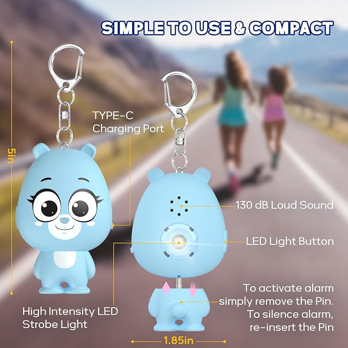 Rechargeable Personal Alarm for Women – 130dB Loud Emergency Alarm Keychain with Strobe Light, Self-Defense Safety Alarm with Low Battery Alert for Women, Kids & Seniors - Image 5