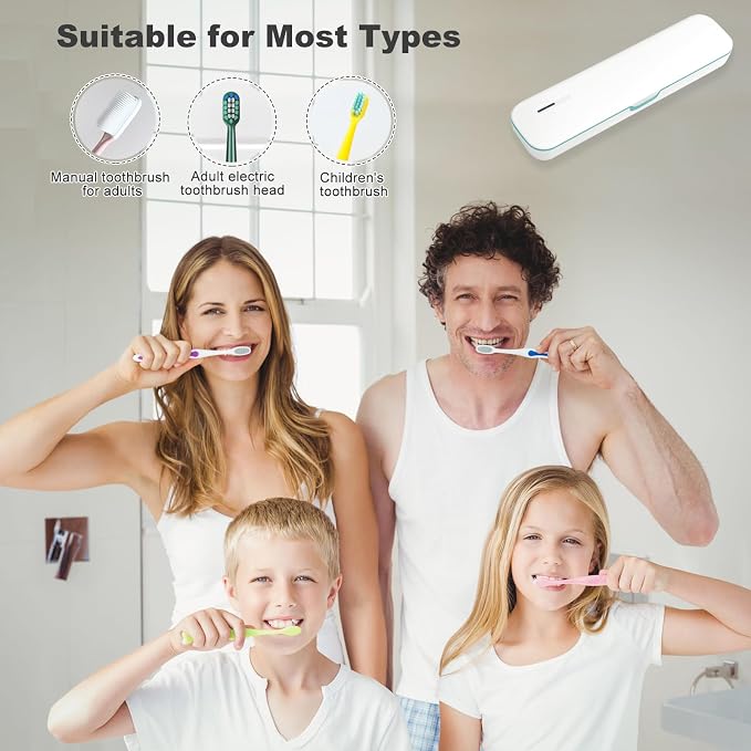 UV Toothbrush Sanitizer and Holder, Portable Travel Case and Cover, Toothbrush Cleaner Powered by AA Battery or USB-C, Fits Most Brushes - Image 5
