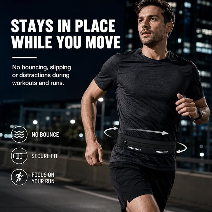 Running Belt for Women, No Bounce Phone Holder (Black) - Image 4